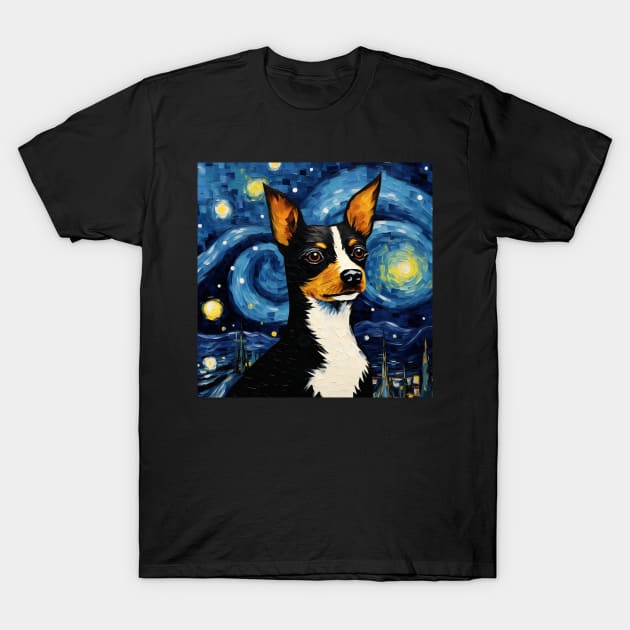 Rat Terrier Starry Night T-Shirt by NatashaCuteShop